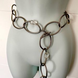 Chanel Vintage chain CHANEL Logo Chain Waist Belt Silver with clear white stones